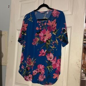 Susan Graver Regular Printed Liquid Knit Shirttail Hem Tunic New XS A649284